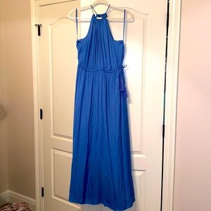 knee length dresses for ladies Mei High Split Halter Neck Maxi Dress in Ivory